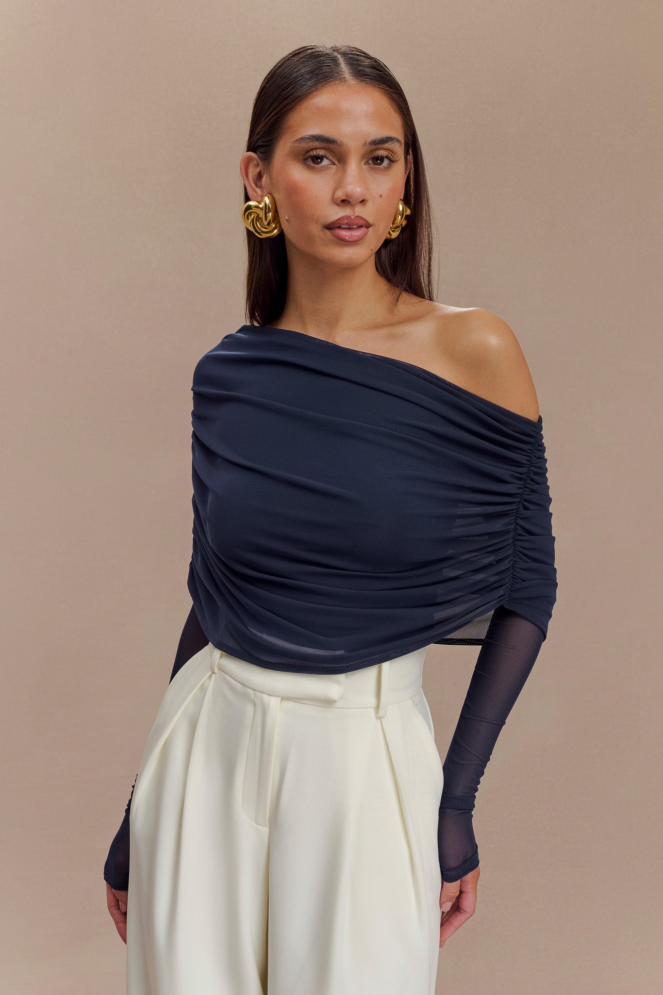 Dark navy sheer fashion wrap