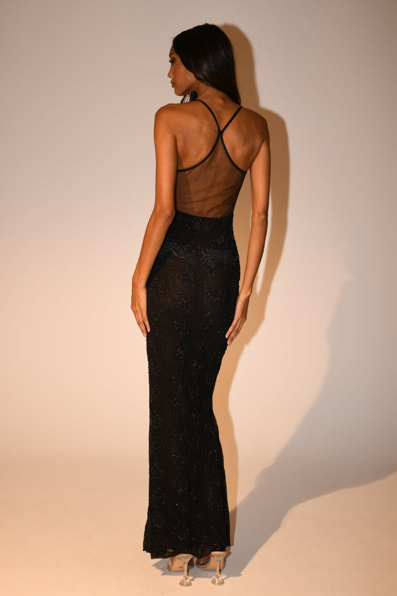 Kathy Rose Beaded Maxi Dress Black