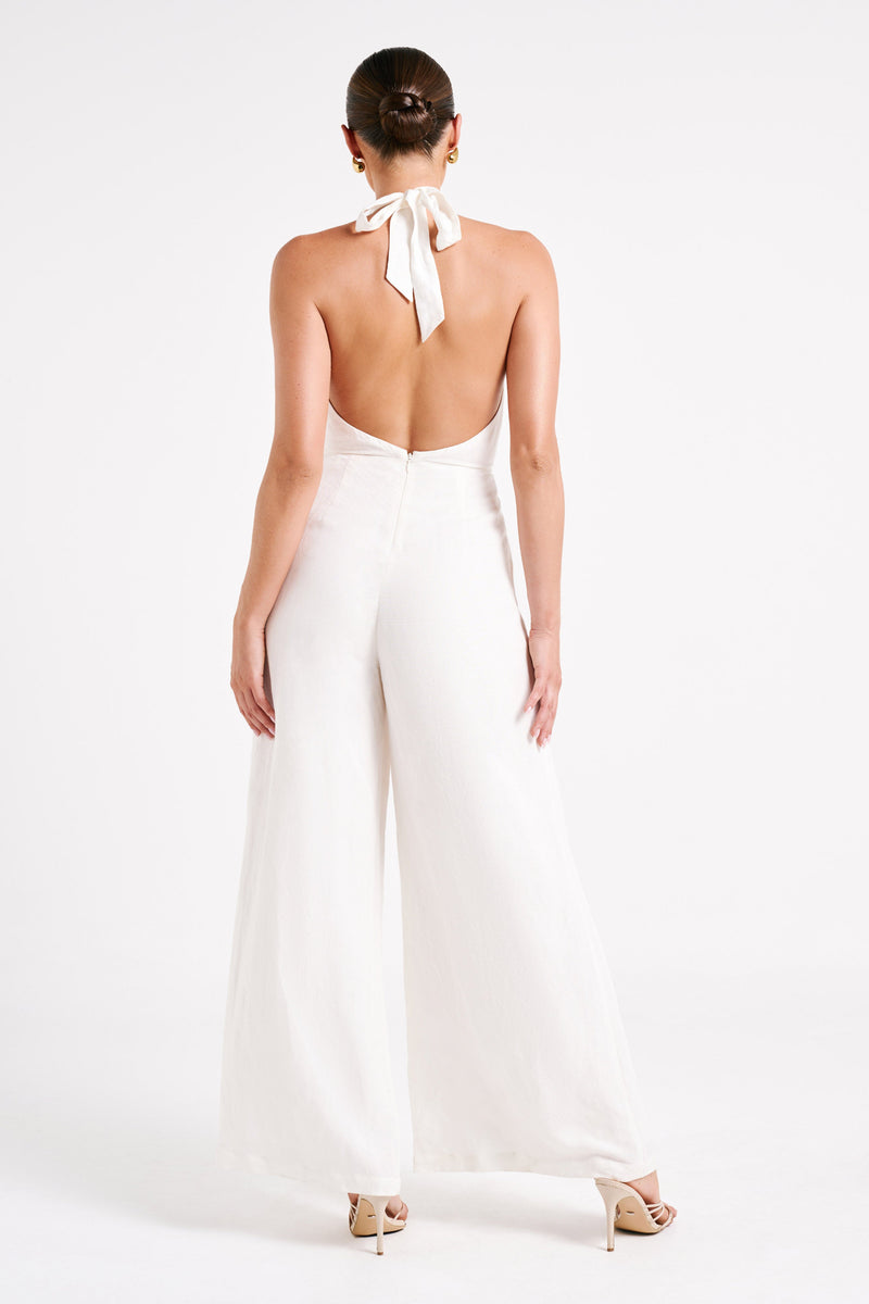 White halter 2024 neck jumpsuit