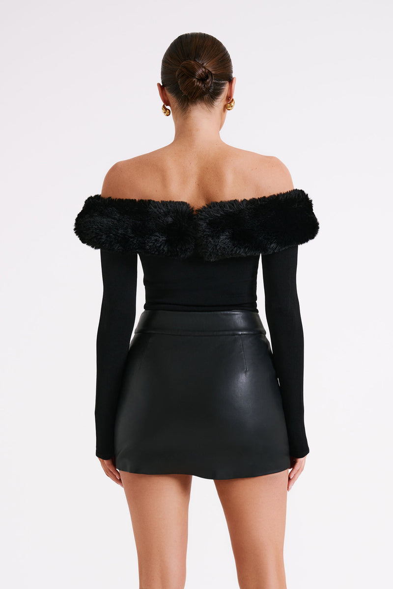 Off the best sale shoulder fur top