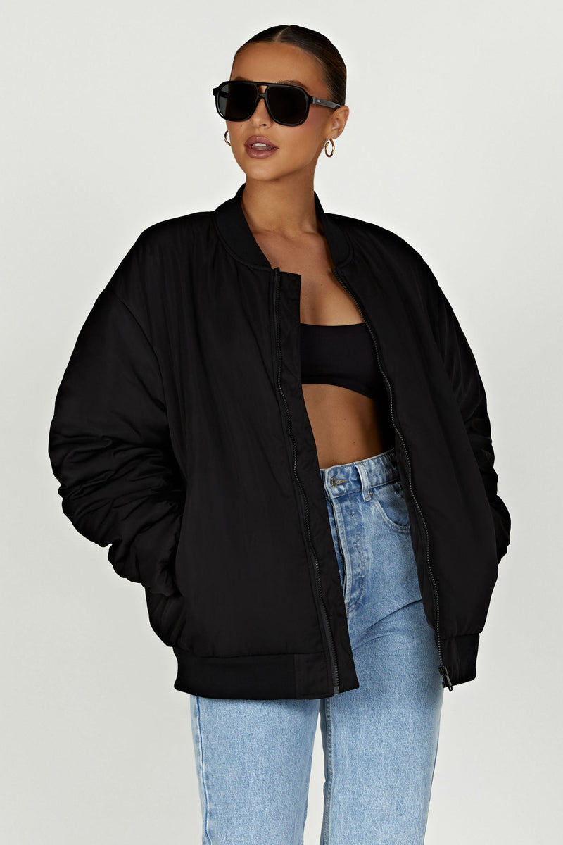 Johanna Recycled Bomber Jacket - Black- MESHKI