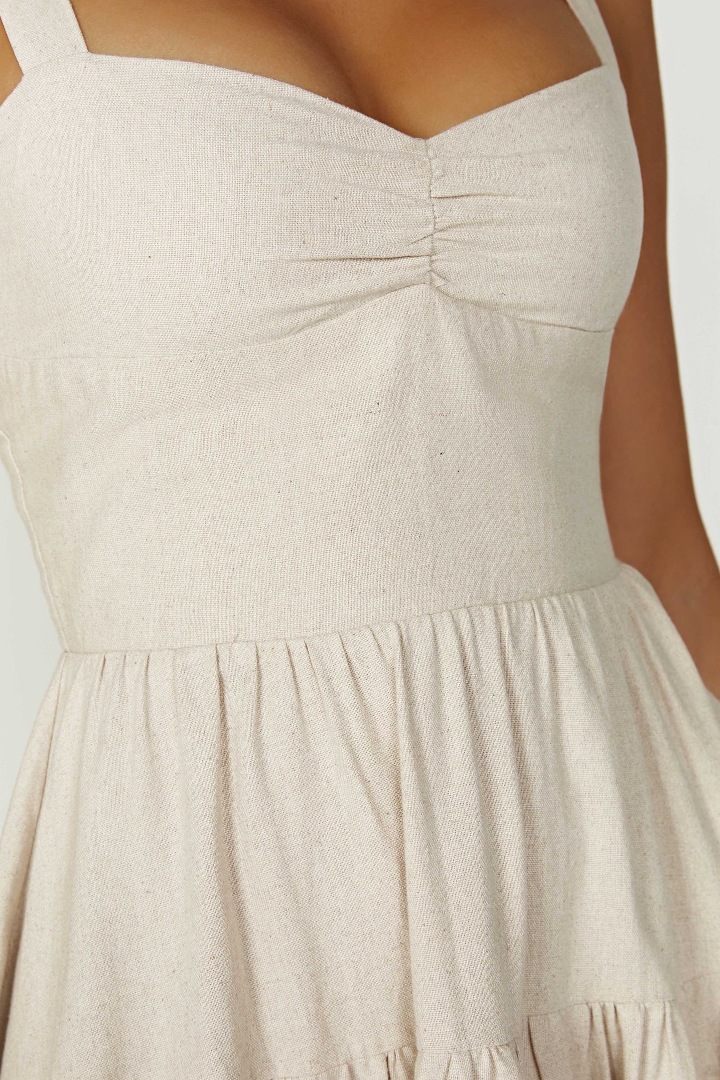 Adriana Linen Midi Dress - Natural