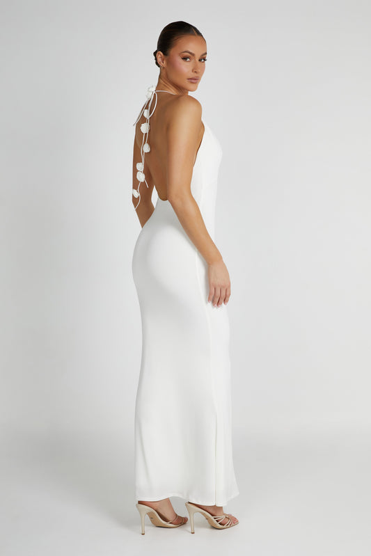 Marion Rose Halter Maxi Dress - White