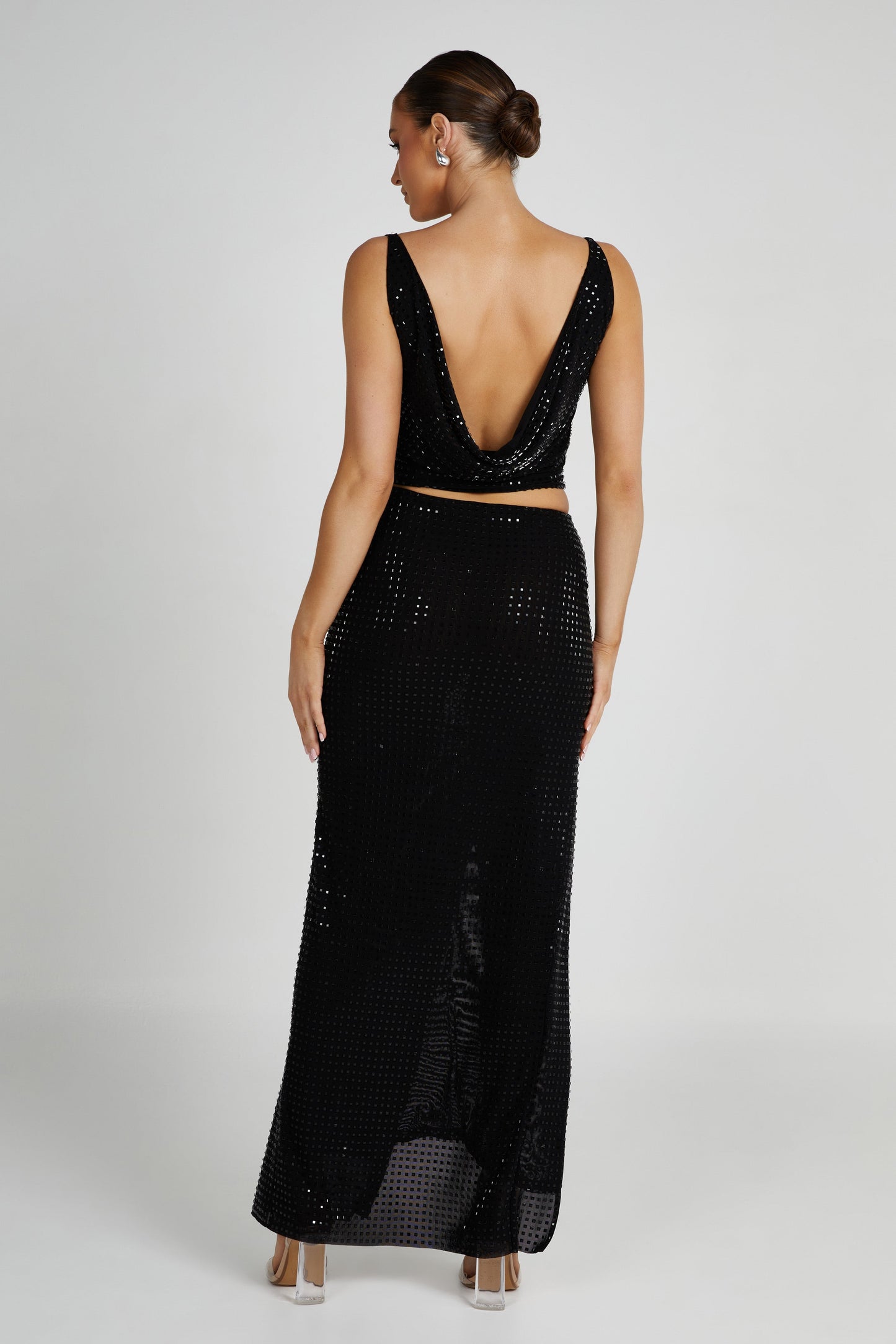 Ellery Square Diamante Maxi Skirt - Black