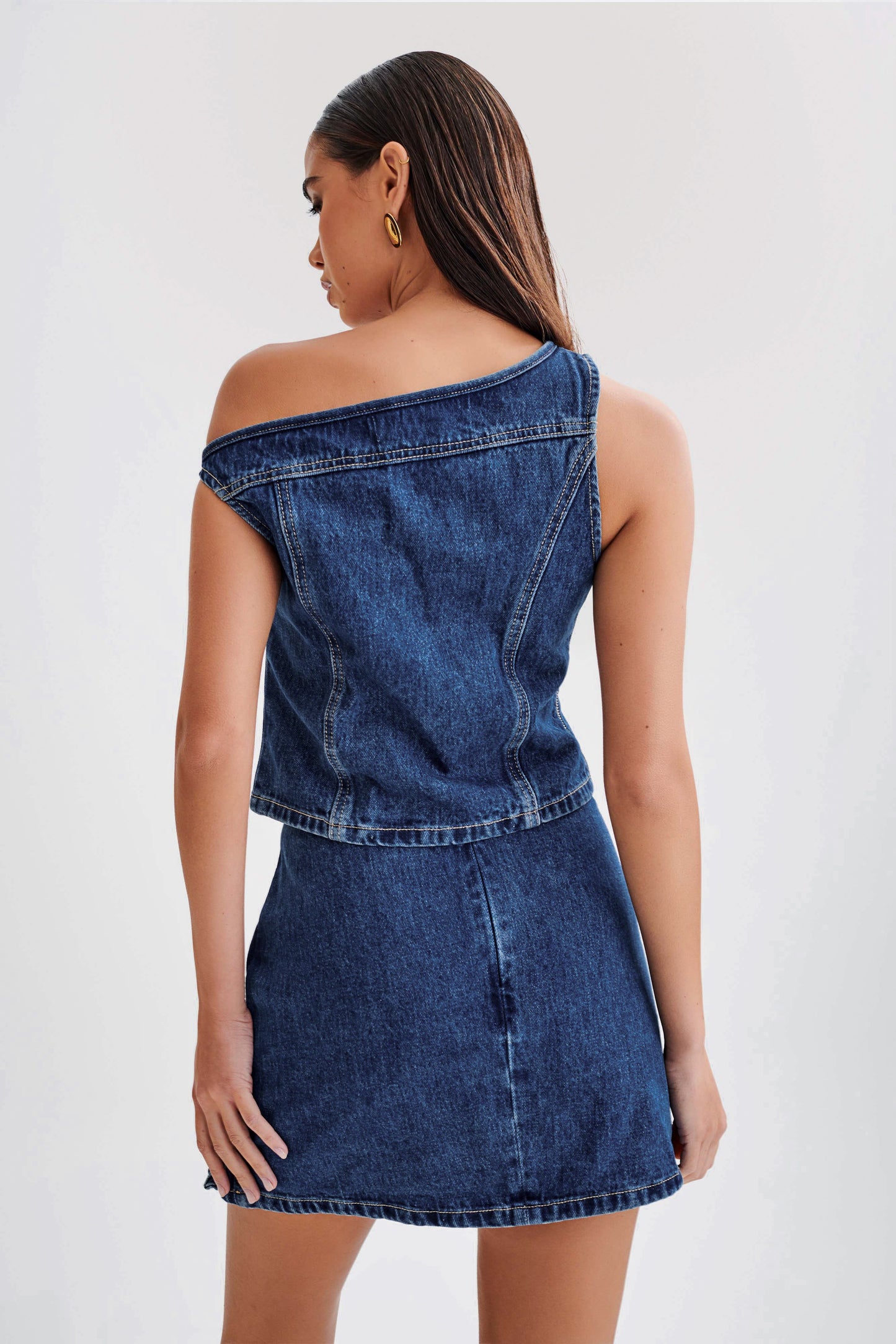 Ramsey Denim Off Shoulder Top - Dark Blue