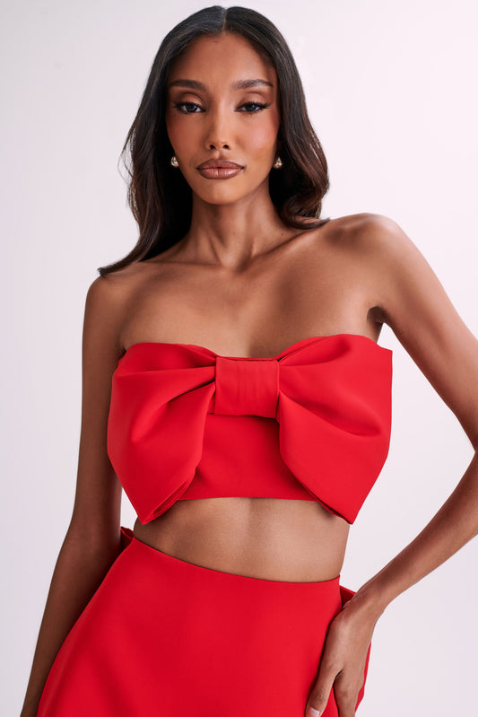 Katie Bow Crop Top - Red