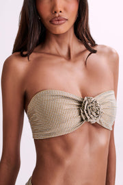 Noreen Rose Diamante Bikini Top - Nude