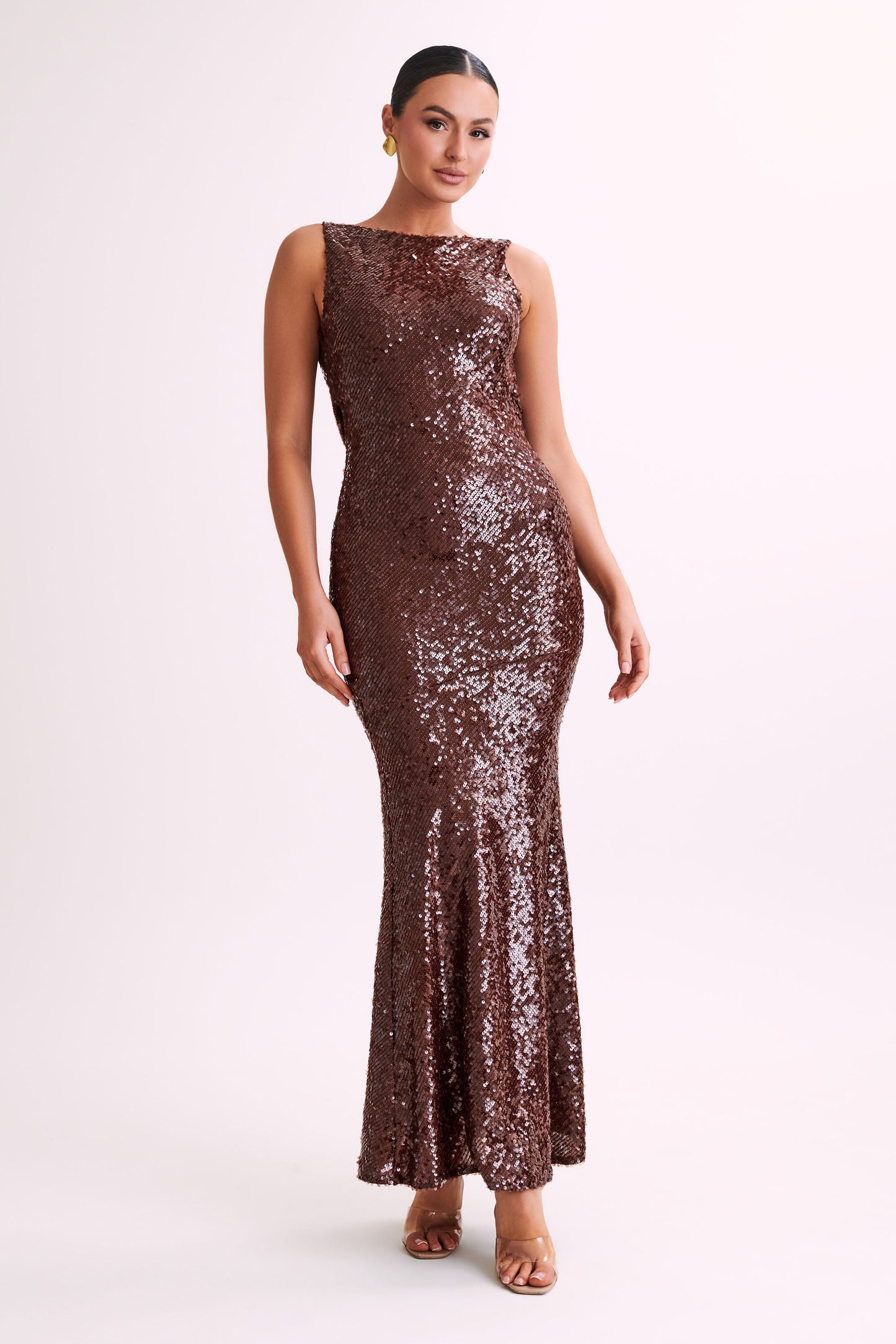 Madera Backless Sequin Maxi Dress - Chocolate