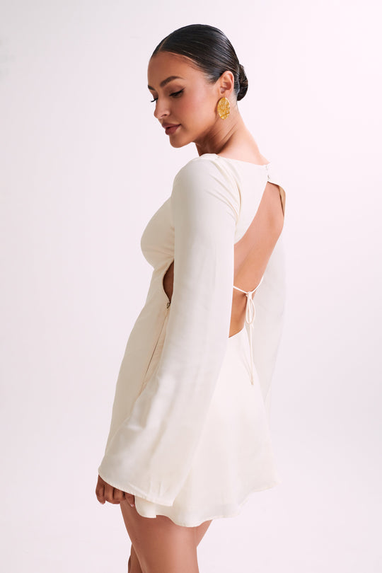 Collective Dress - Ariana  Satin Mini Dress With Cowl - Ivory featured image