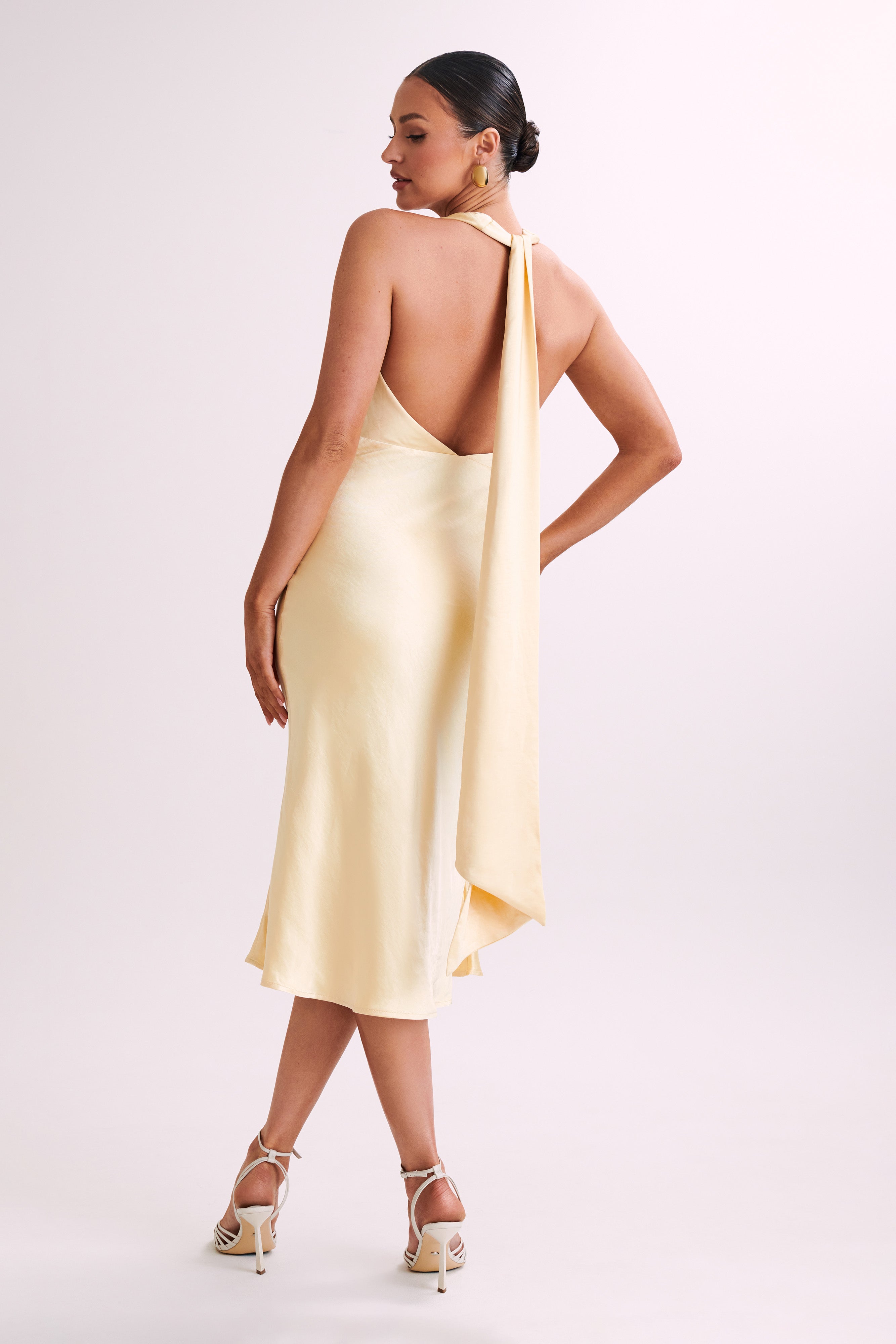 Silk cowl hotsell midi dress