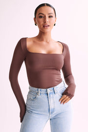 Bridget Recycled Nylon Long Sleeve Top - Mocha