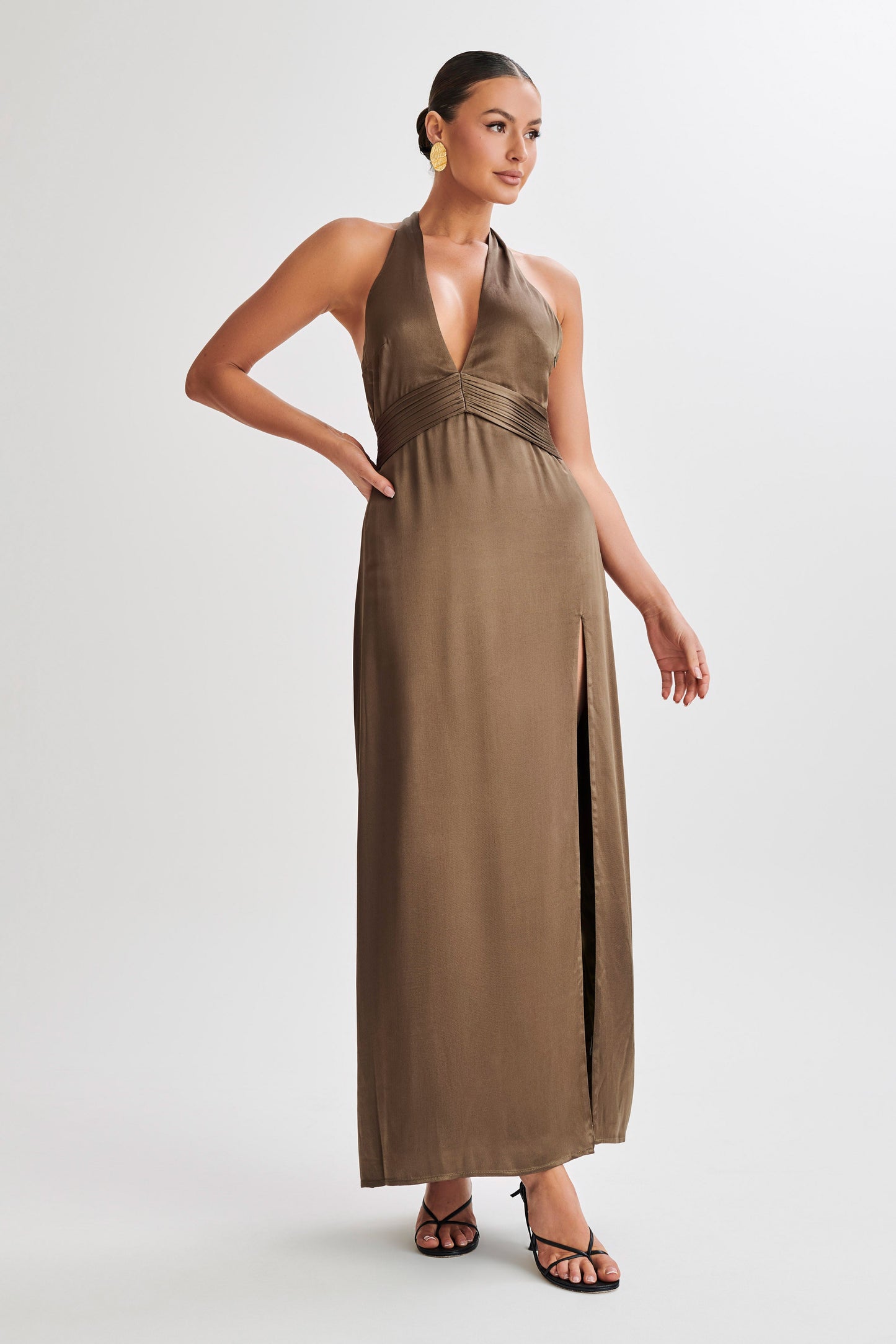 Milana Halter Maxi Dress - Khaki