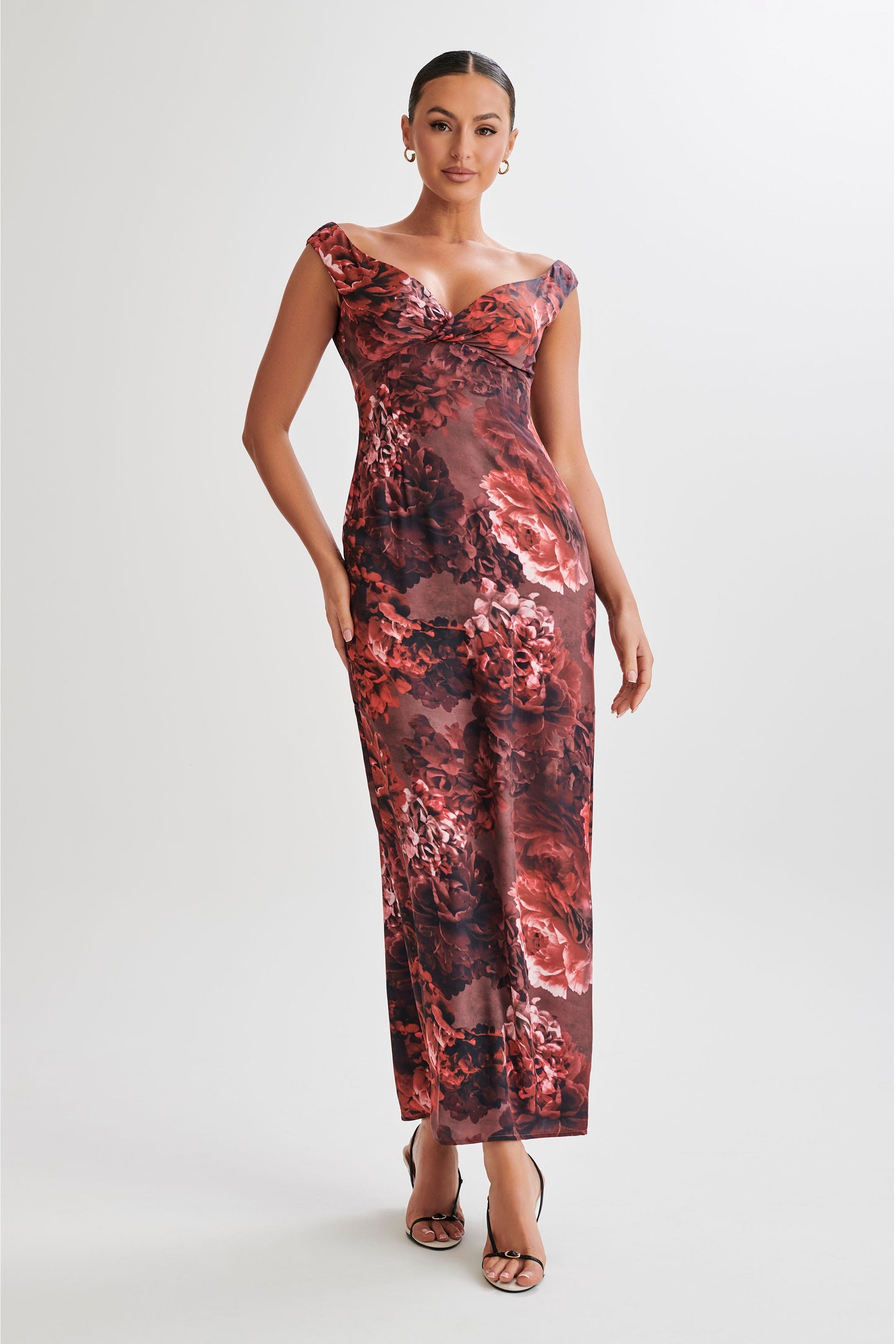 Giavanni Off Shoulder Maxi Dress - Peony Print