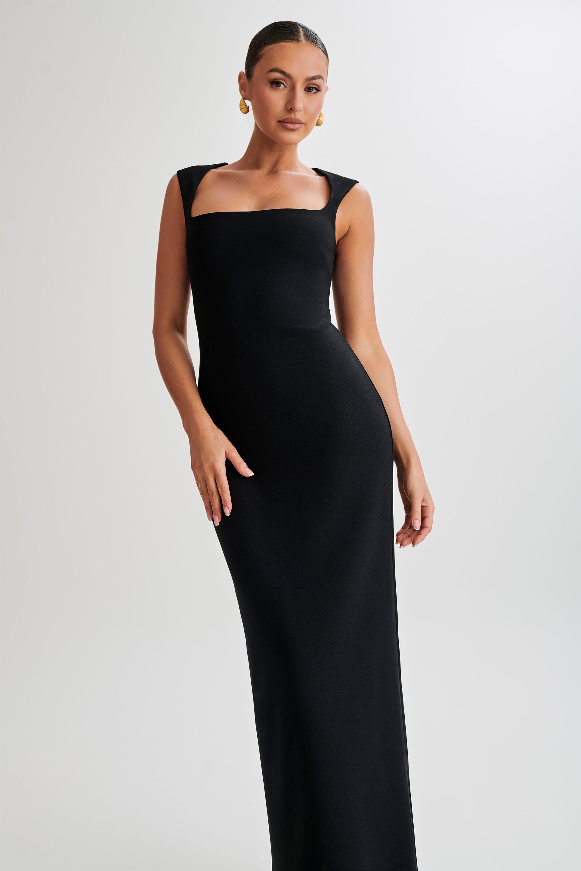 Frida Crepe Maxi Dress - Black- MESHKI