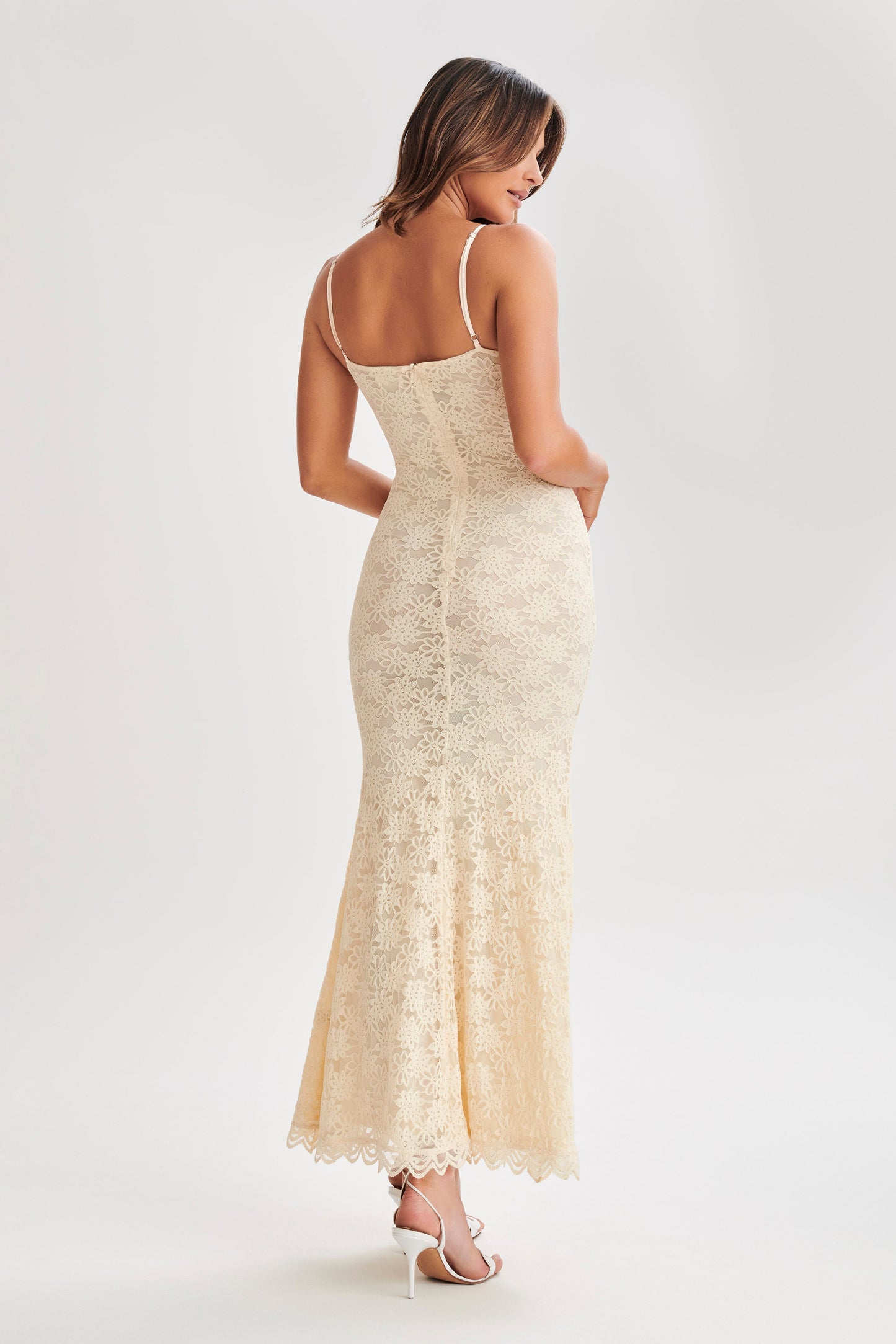 Joelle Lace Cupped Maxi Dress - Ivory