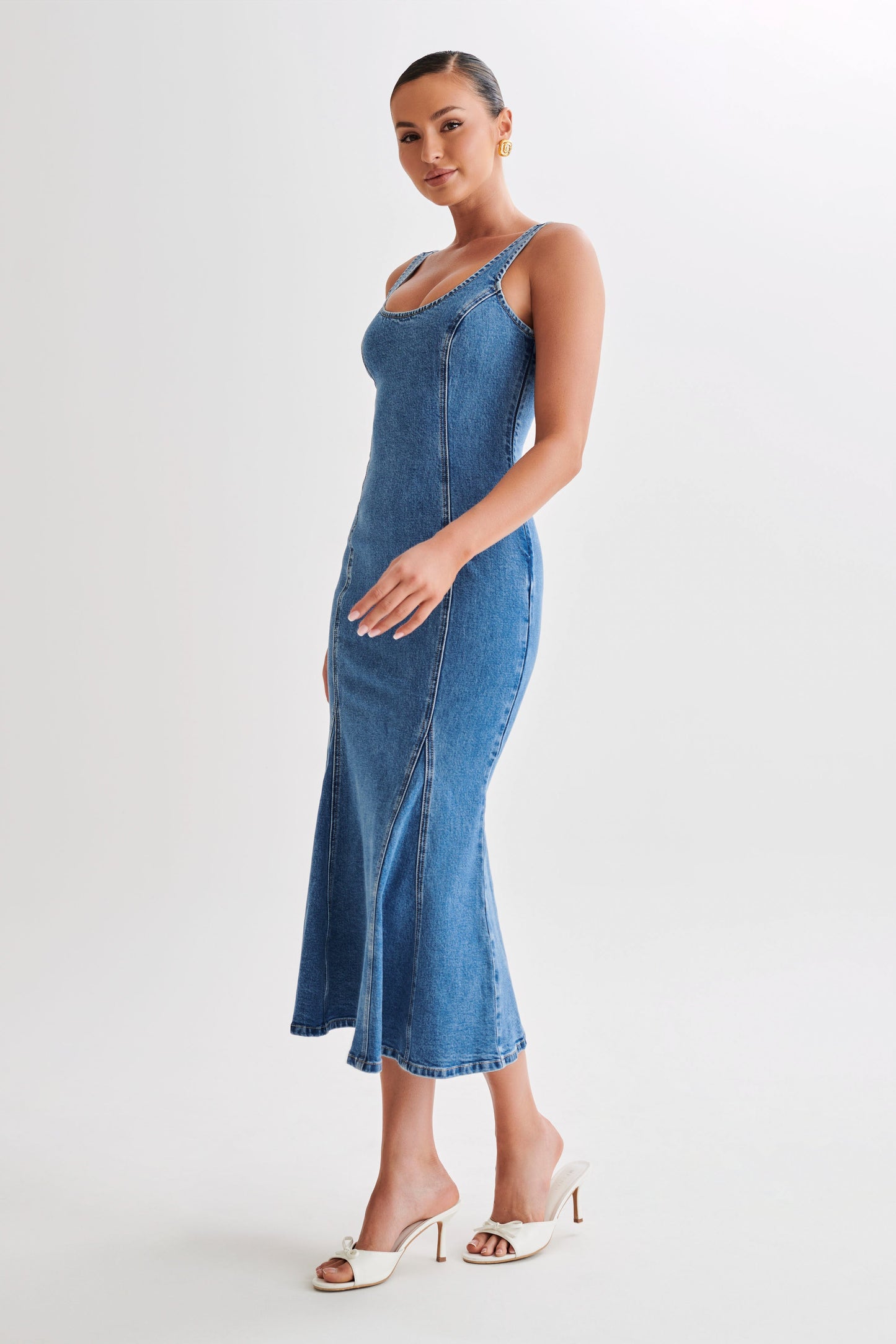 Milena Denim Midi Dress - 70's Blue