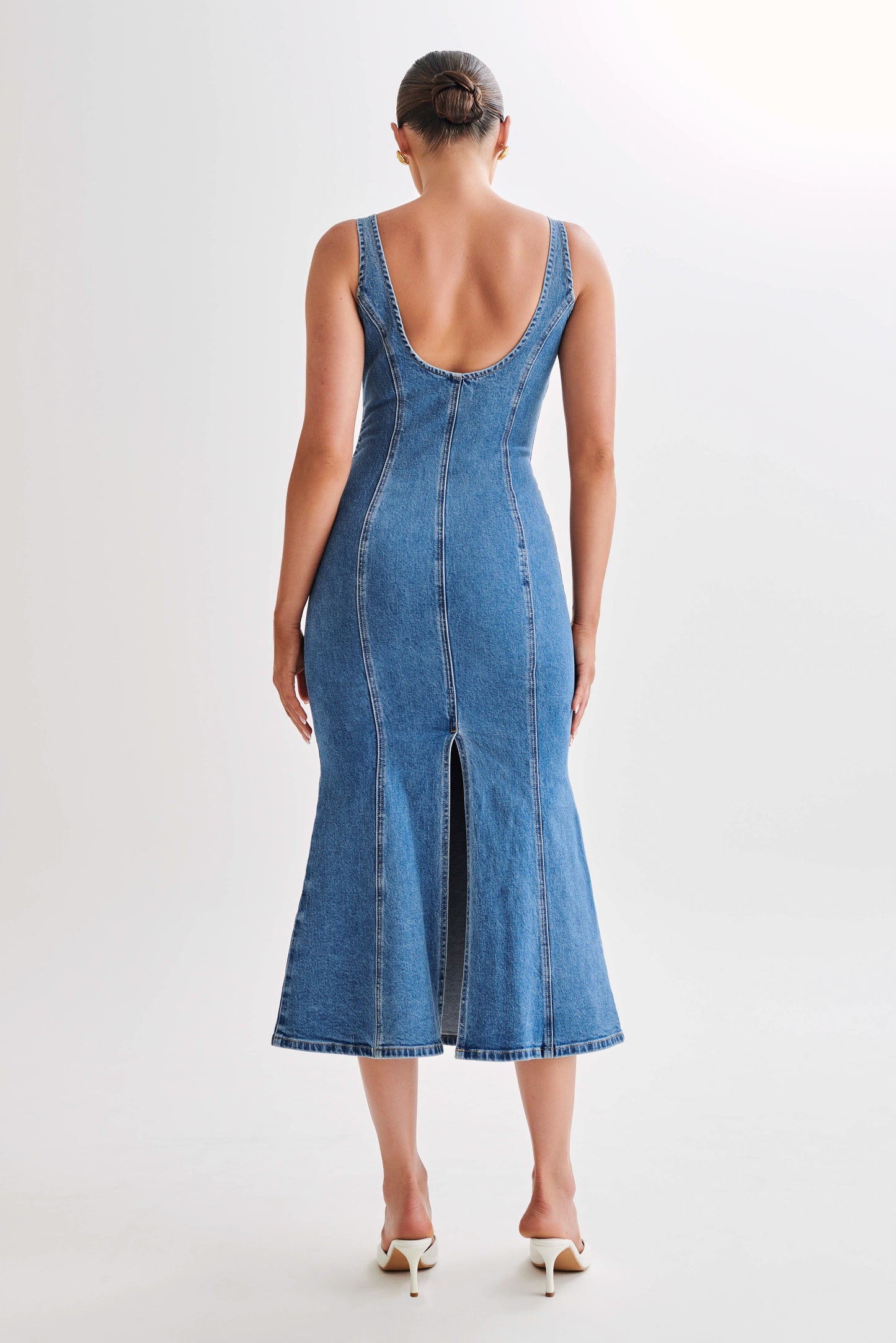 Milena Denim Midi Dress - 70's Blue