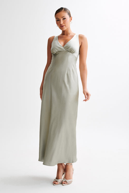 Meghan Satin Maxi Dress - Sage