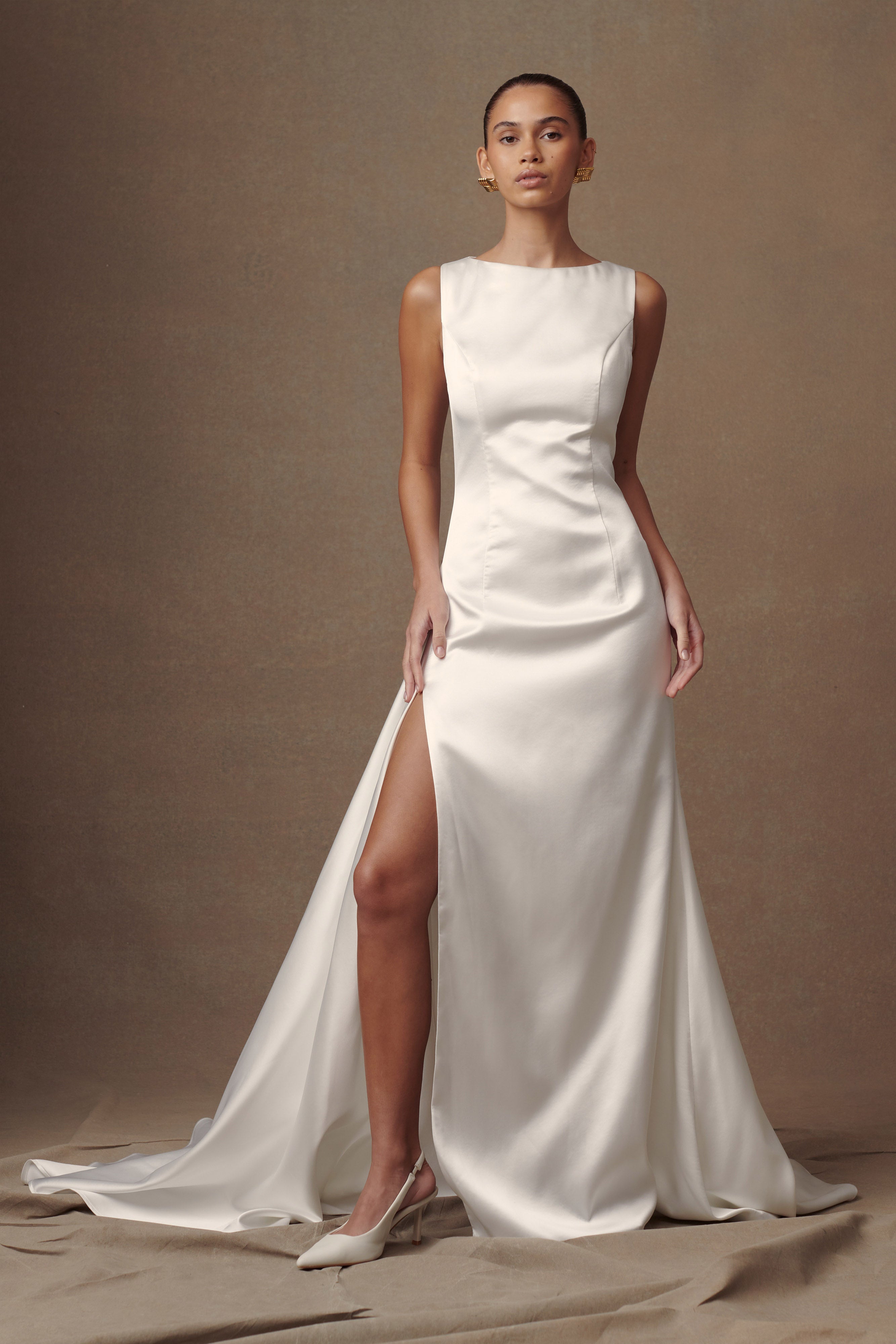 Fontanne Satin Wedding Gown White MESHKI