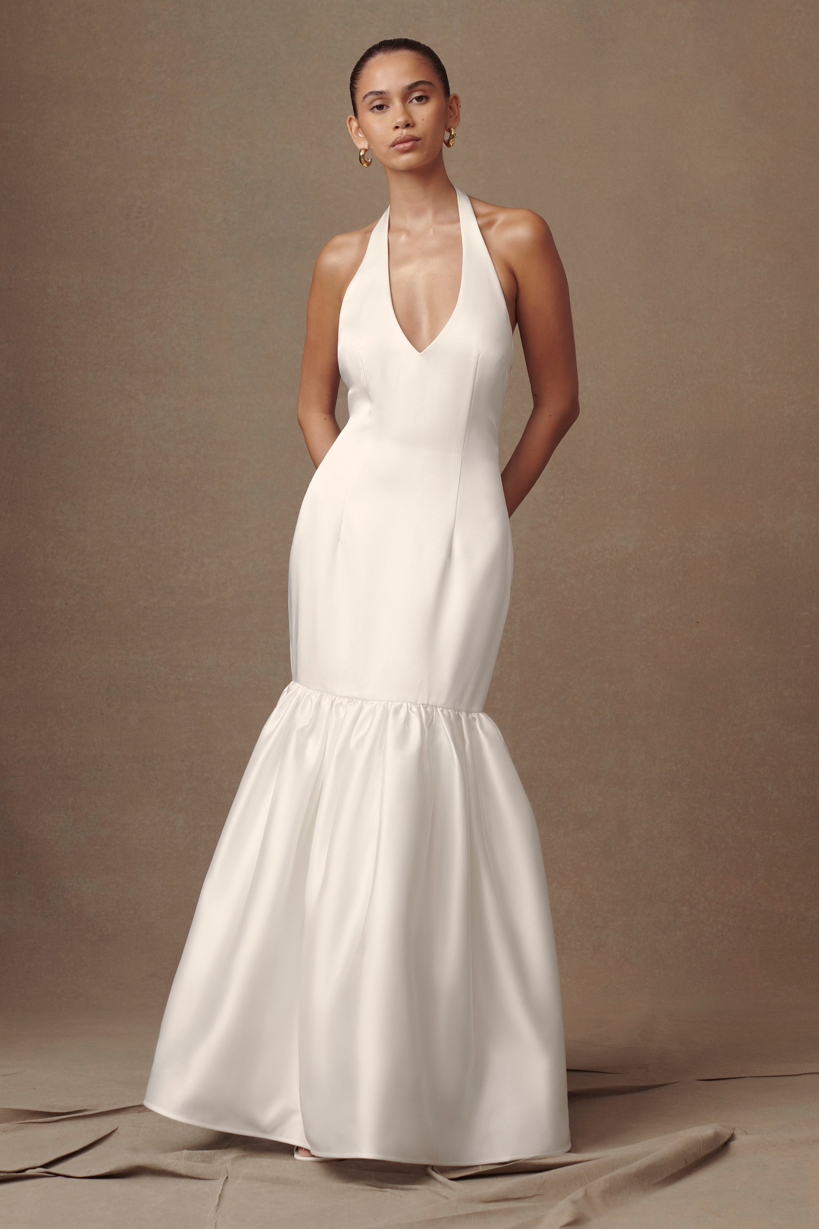 Danica Satin Halter Wedding Gown White MESHKI