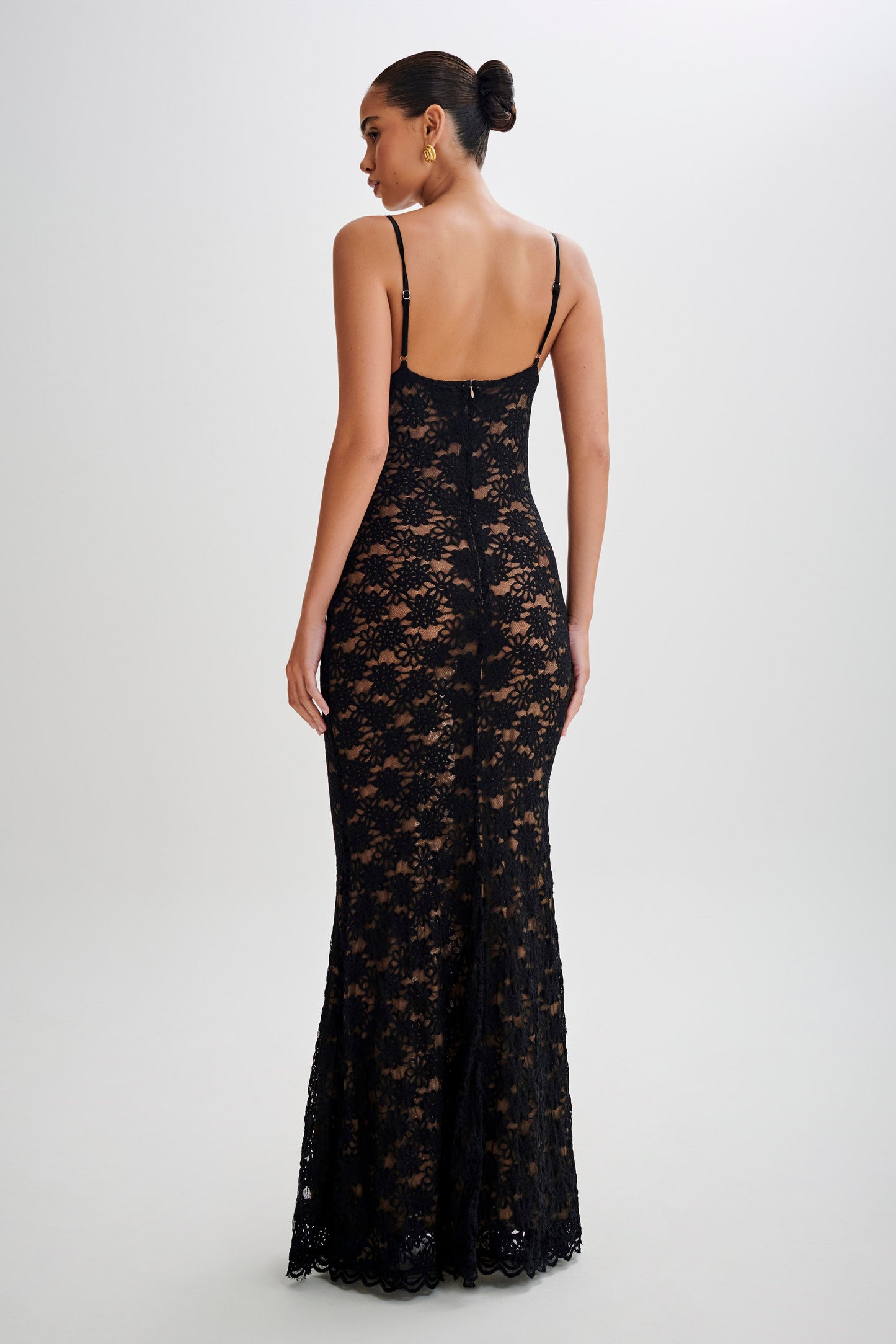 Joelle Lace Cupped Maxi Dress - Black