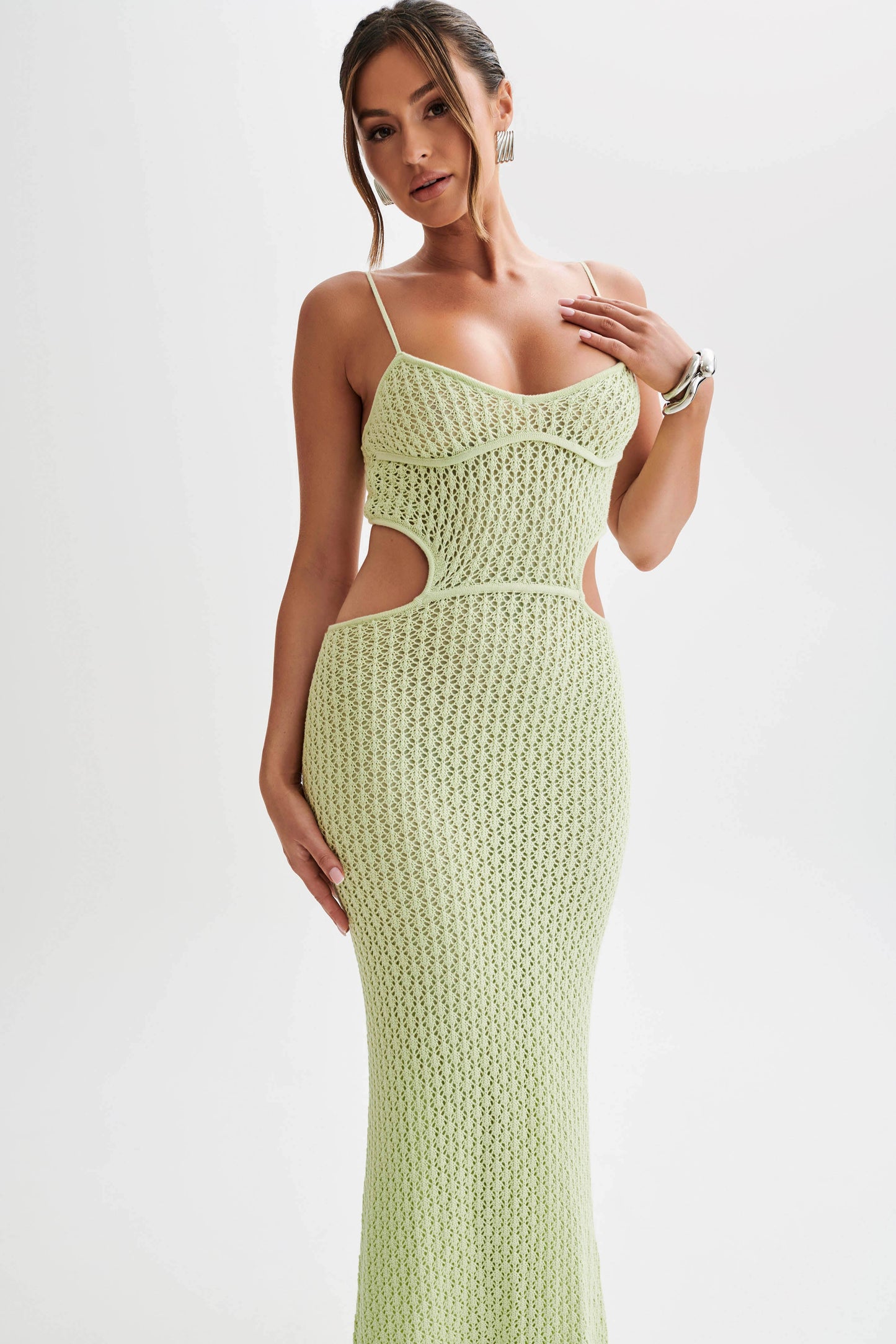 Nerida Knit Cut Out Maxi Dress - Seafoam Green