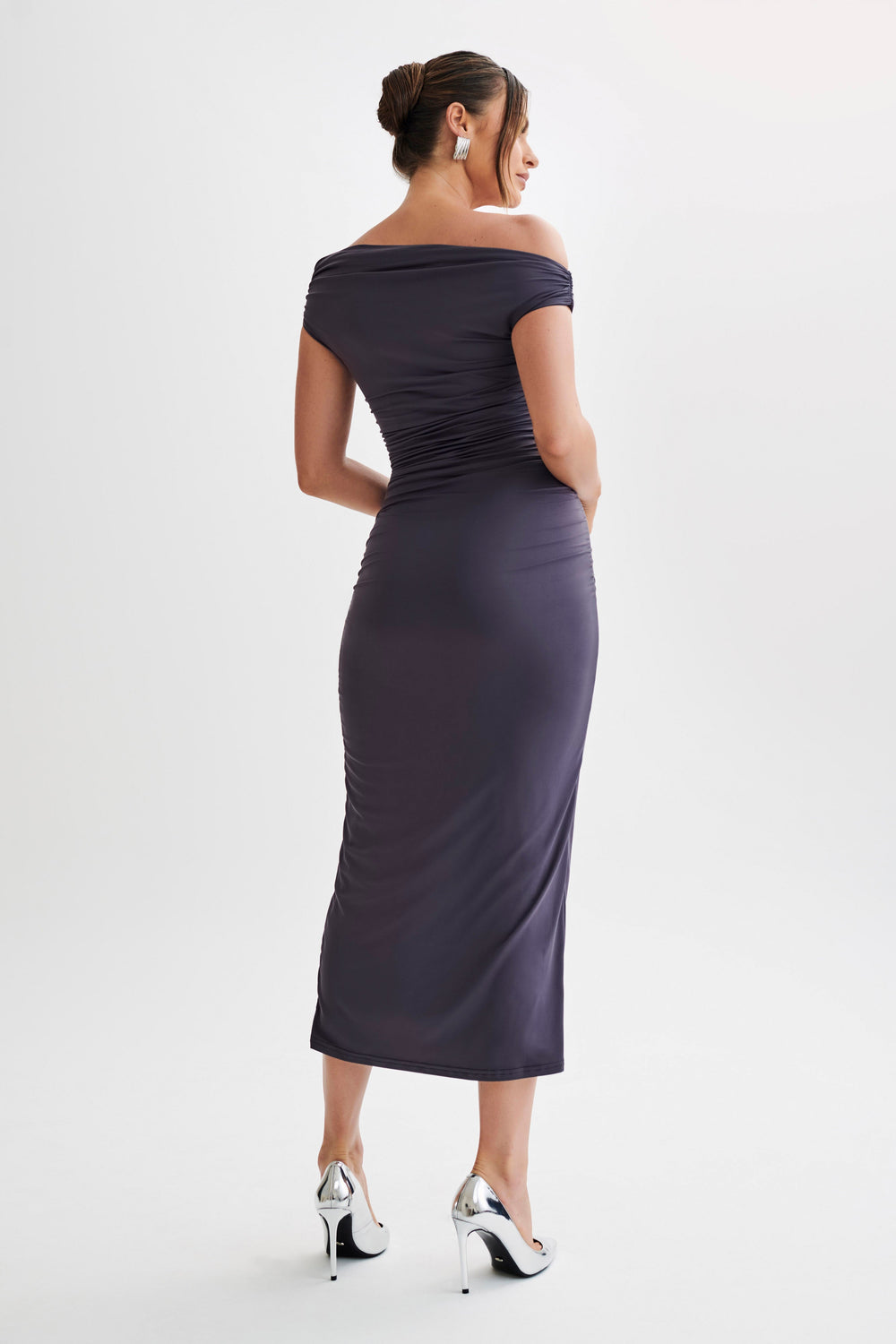 Alayna Recycled Nylon Midi Dress - Charcoal