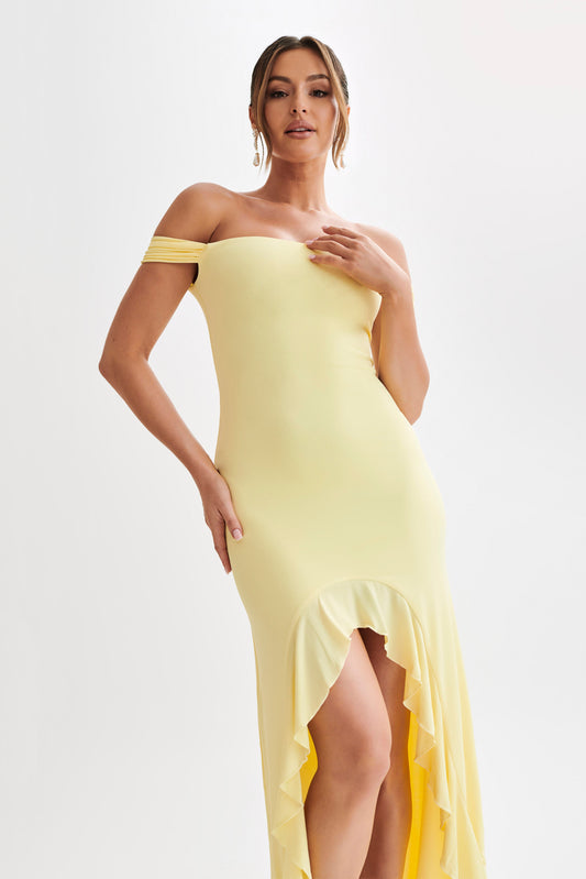 Eisley Slinky Off Shoulder Maxi Dress - Yellow