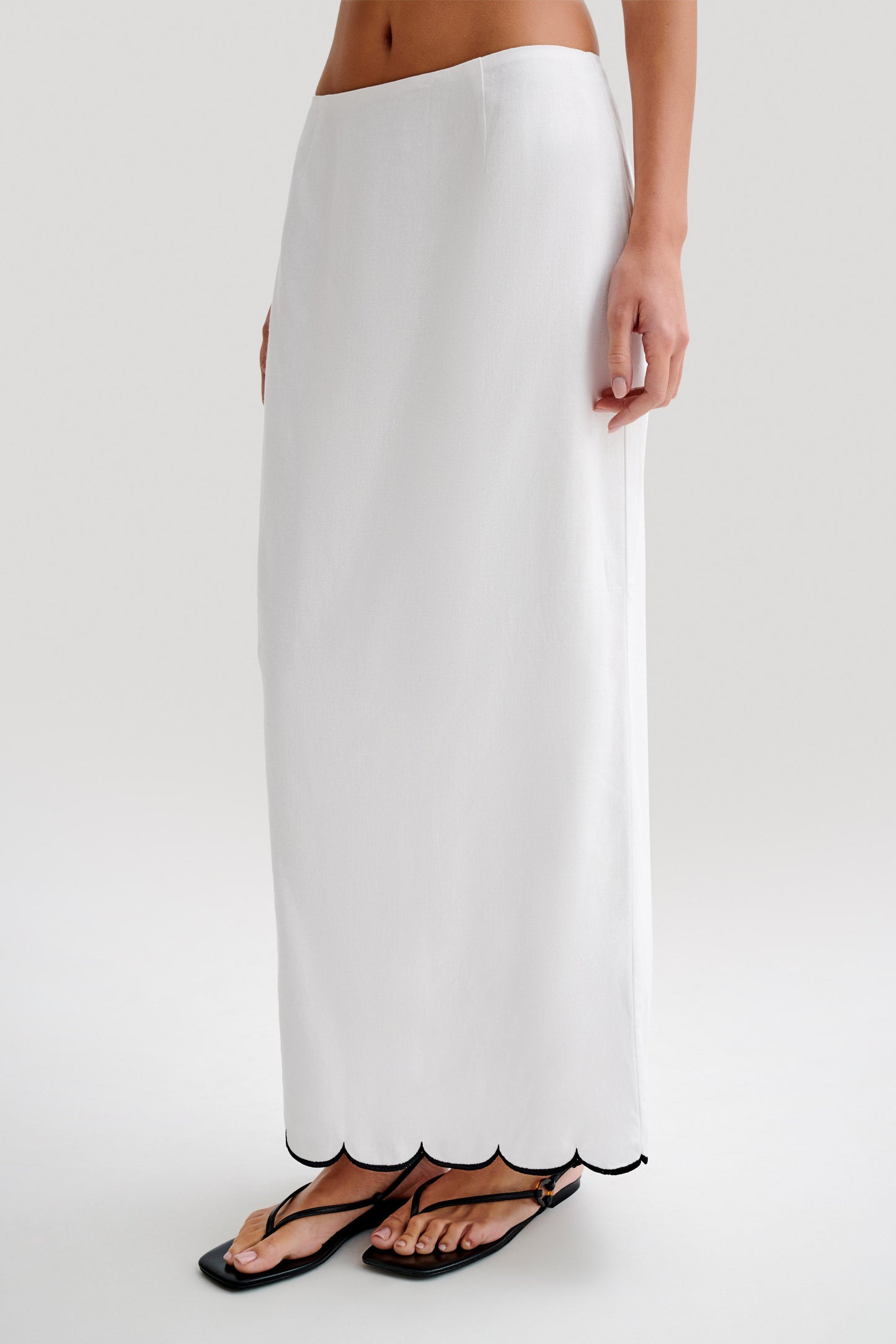 Alessio Scalloped Midi Skirt - Ivory