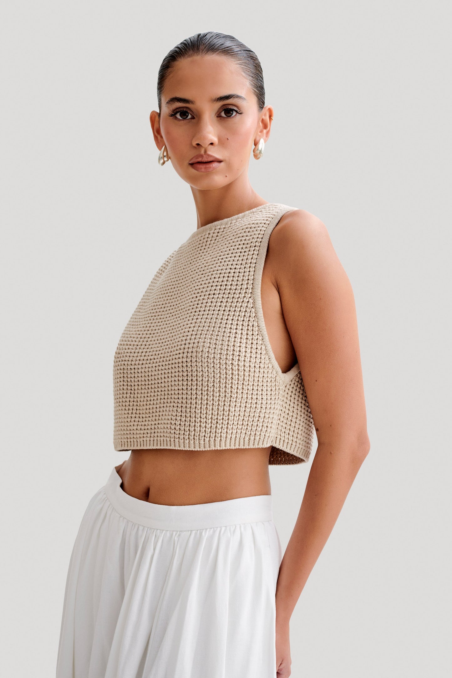 Gianni Sleeveless Knit Top - Natural