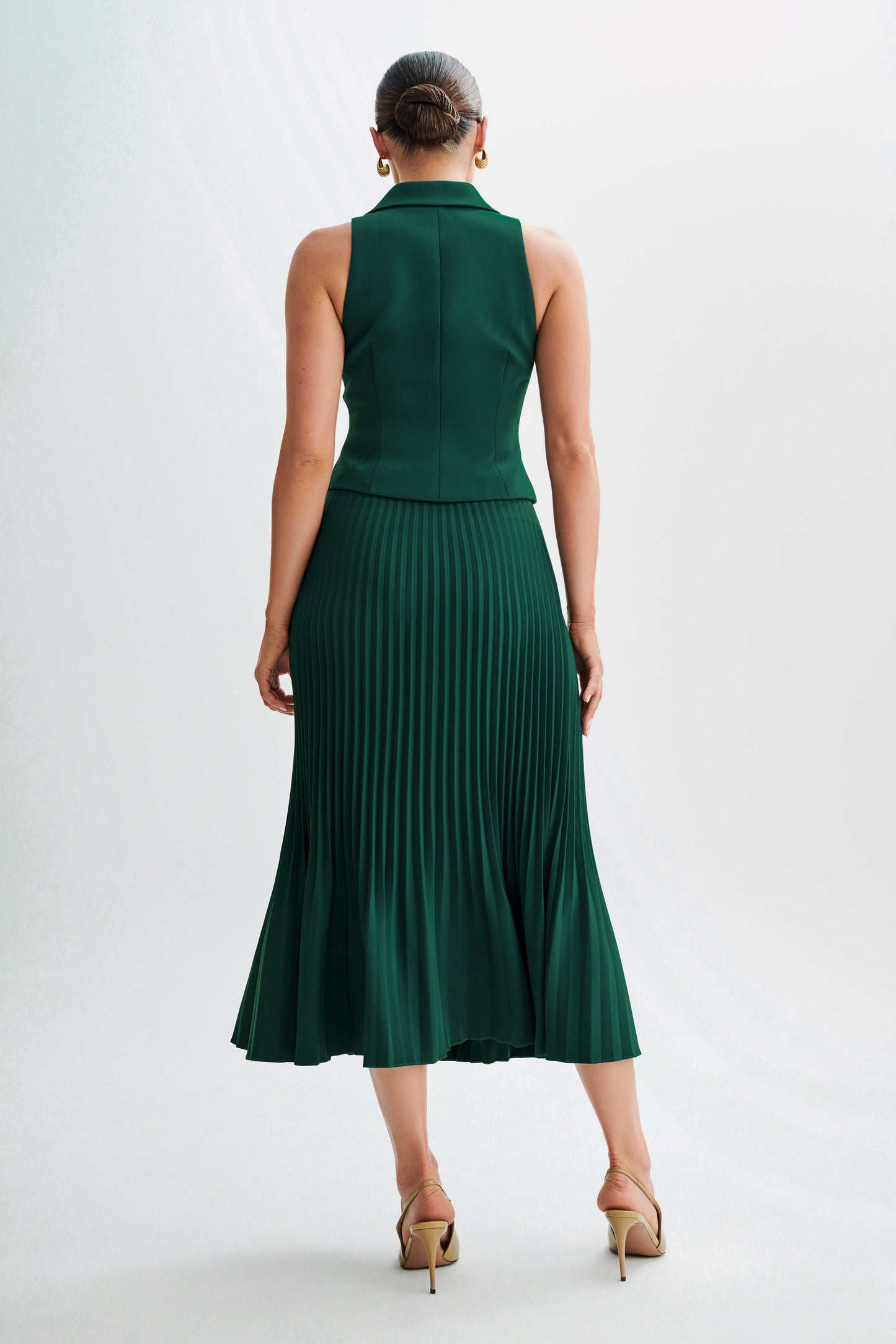 Twyla Pleated Suiting Maxi Skirt - Forest Green