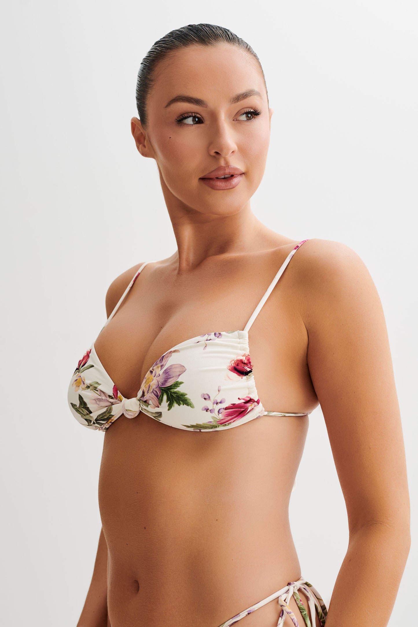 Rosmunda Ruched Bikini Top - Bella Rosa Print