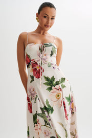 Luciana Satin Midi Dress - Bella Rosa Print