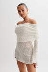 Marisol Off Shoulder Boucle Mini Dress - Periwinkle