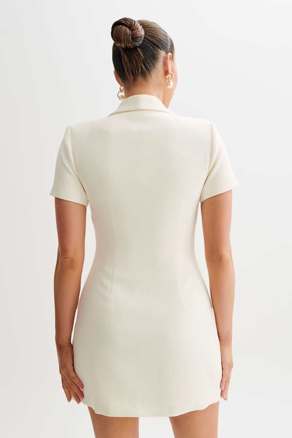 Collective Dress - Paolina  Collared Suiting Mini Dress - Ivory third image