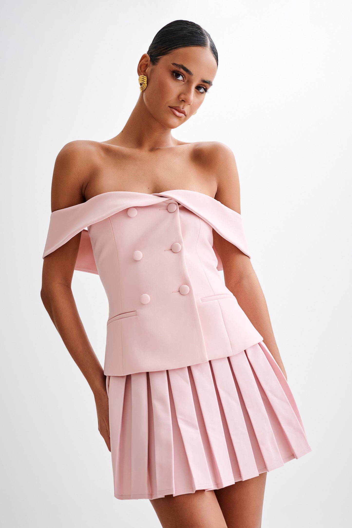 Mura Pleated Mini Skirt - Baby Pink