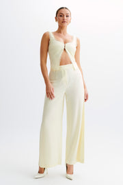 Franca Linen Wide Leg Pant - Lemon Sherbet