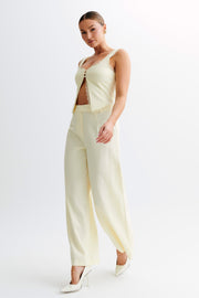 Franca Linen Wide Leg Pant - Lemon Sherbet