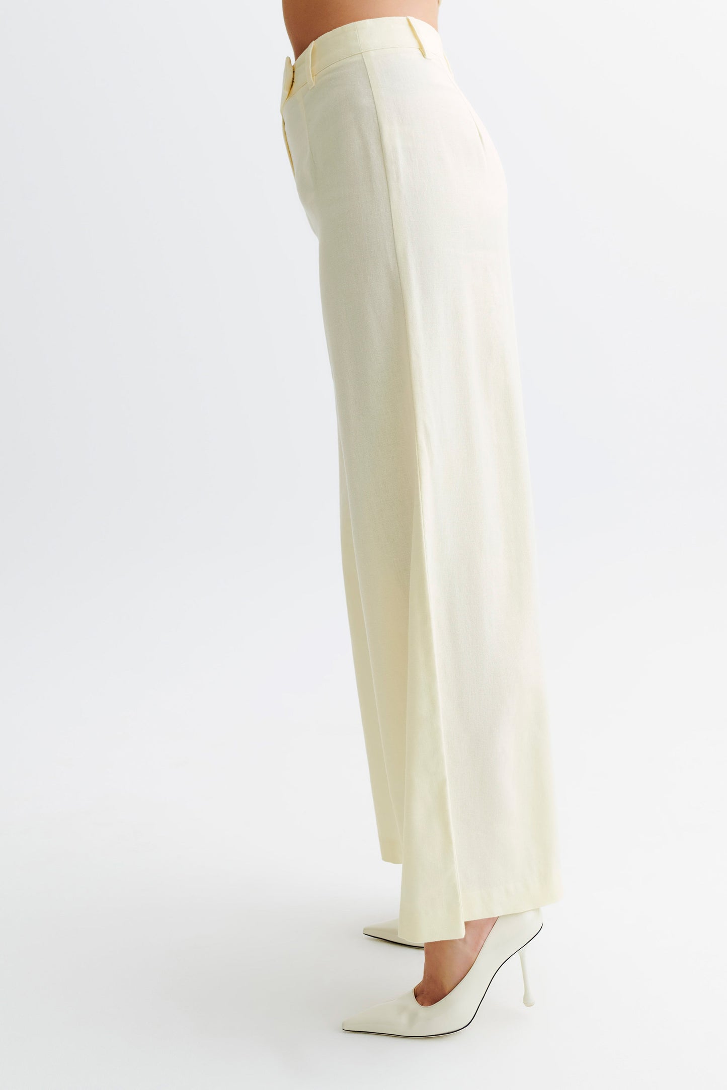 Franca Linen Wide Leg Pant - Lemon Sherbet