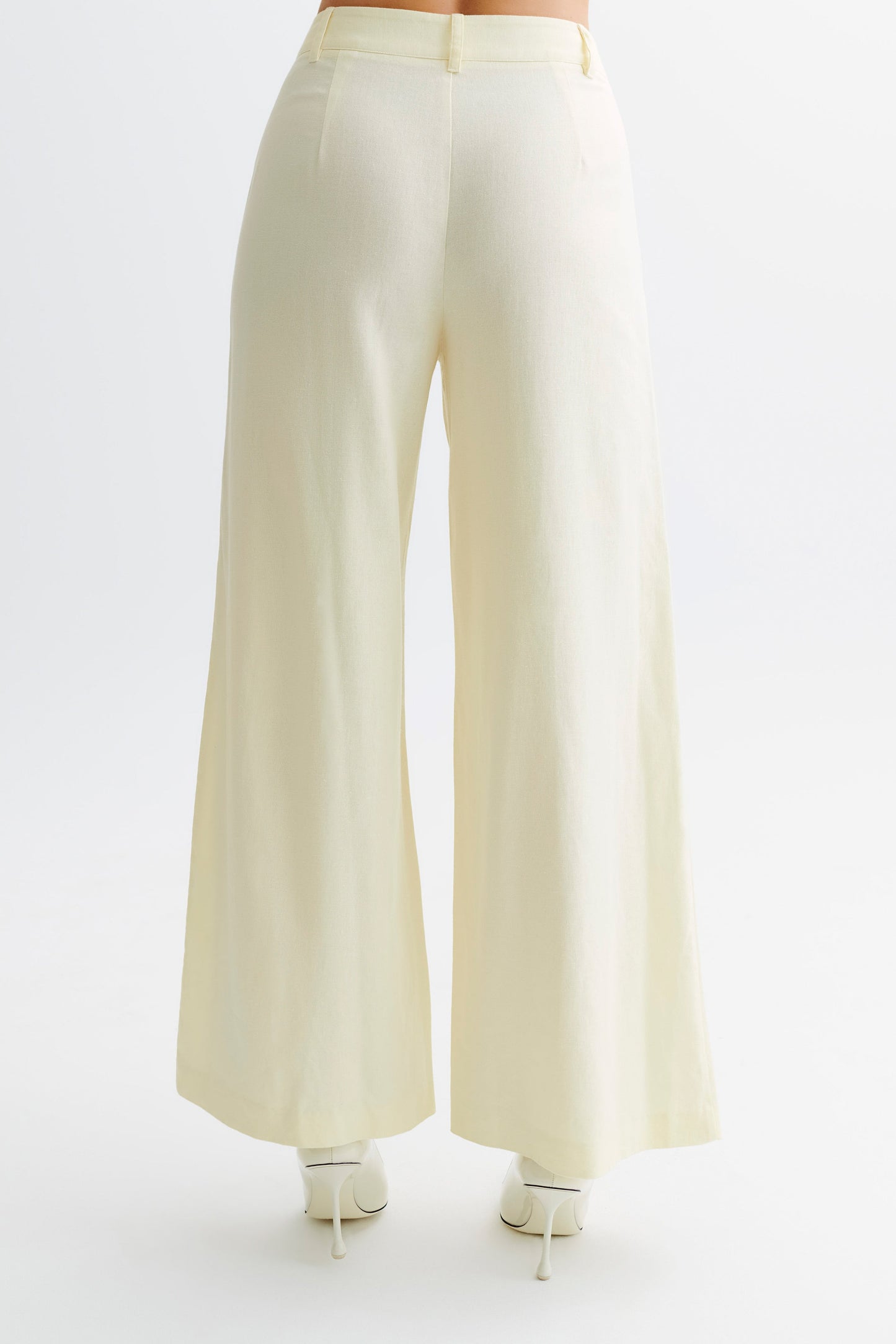 Franca Linen Wide Leg Pant - Lemon Sherbet