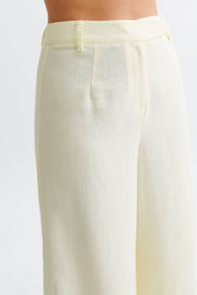 Franca Linen Wide Leg Pant - Lemon Sherbet