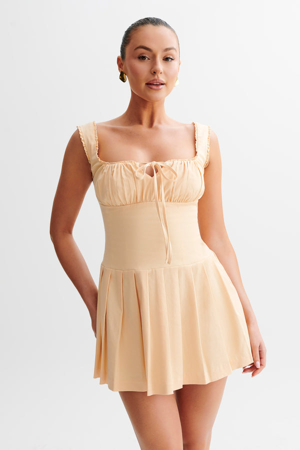 Collective Dress - Donna  Cotton Ruched Mini Dress - Peach secondary image