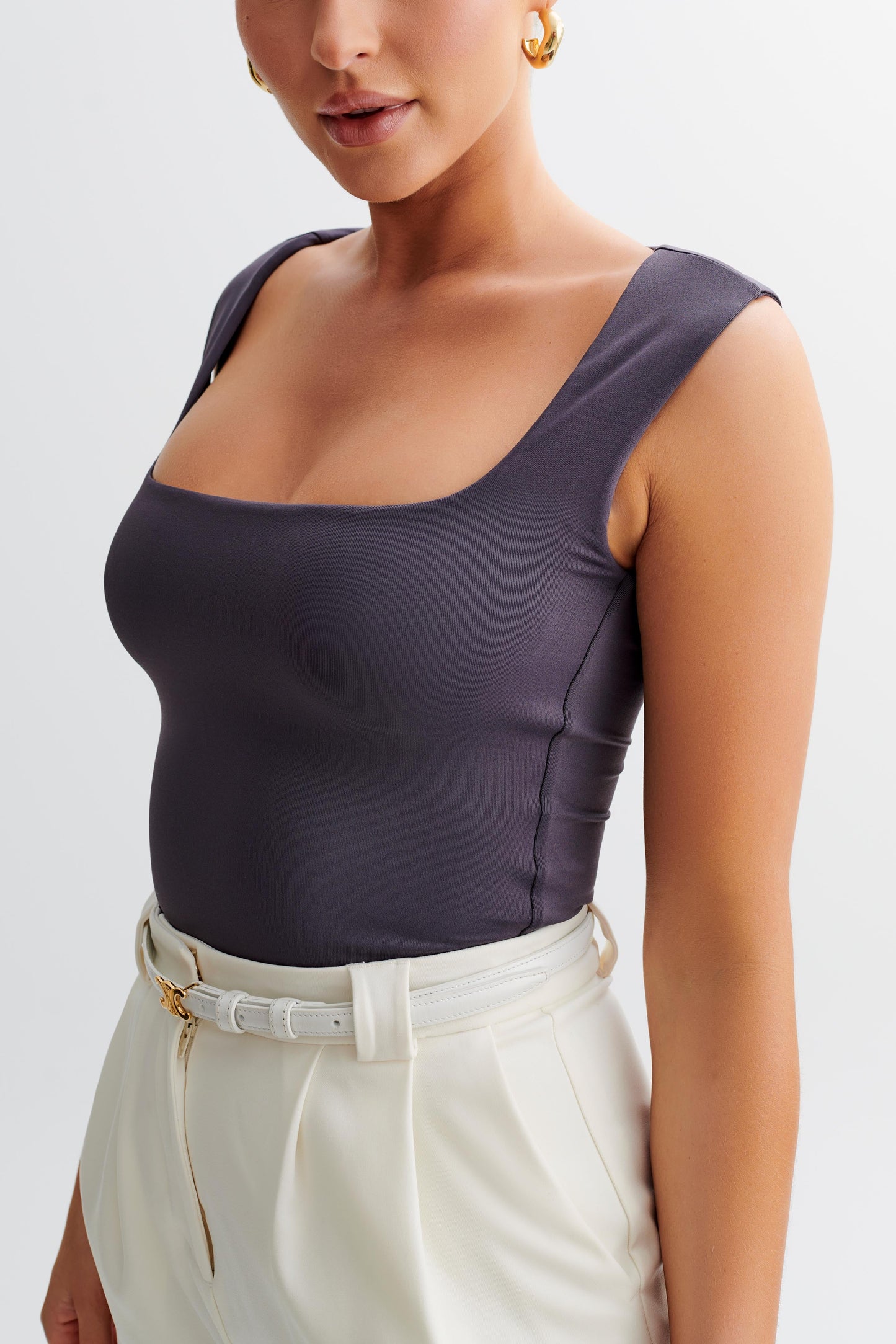 Linley Recycled Nylon Long Line Top - Charcoal