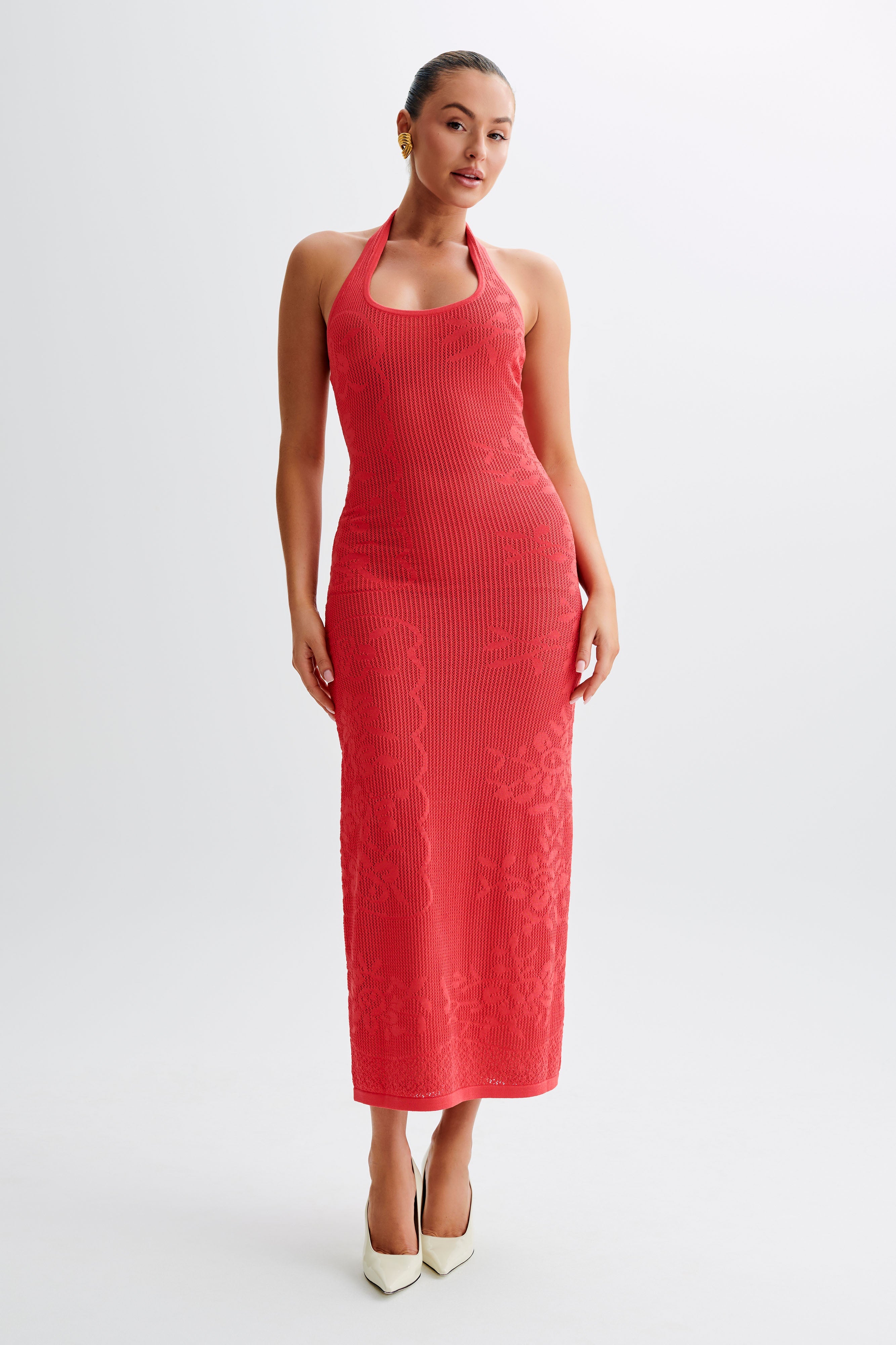 Patrizia Knit Halter Maxi Dress Pomegranate MESHKI