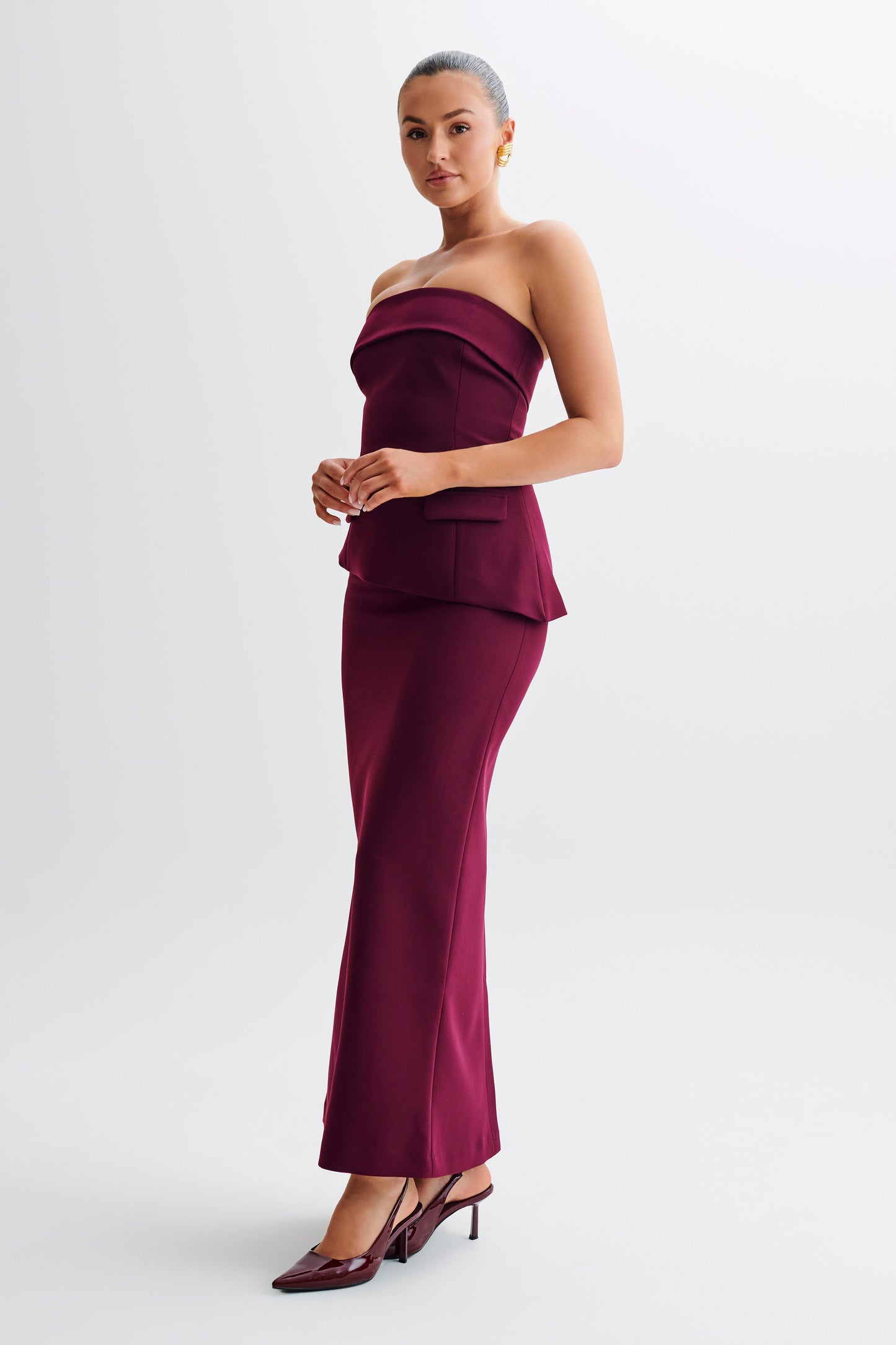 Micah Suiting Strapless Top - Plum