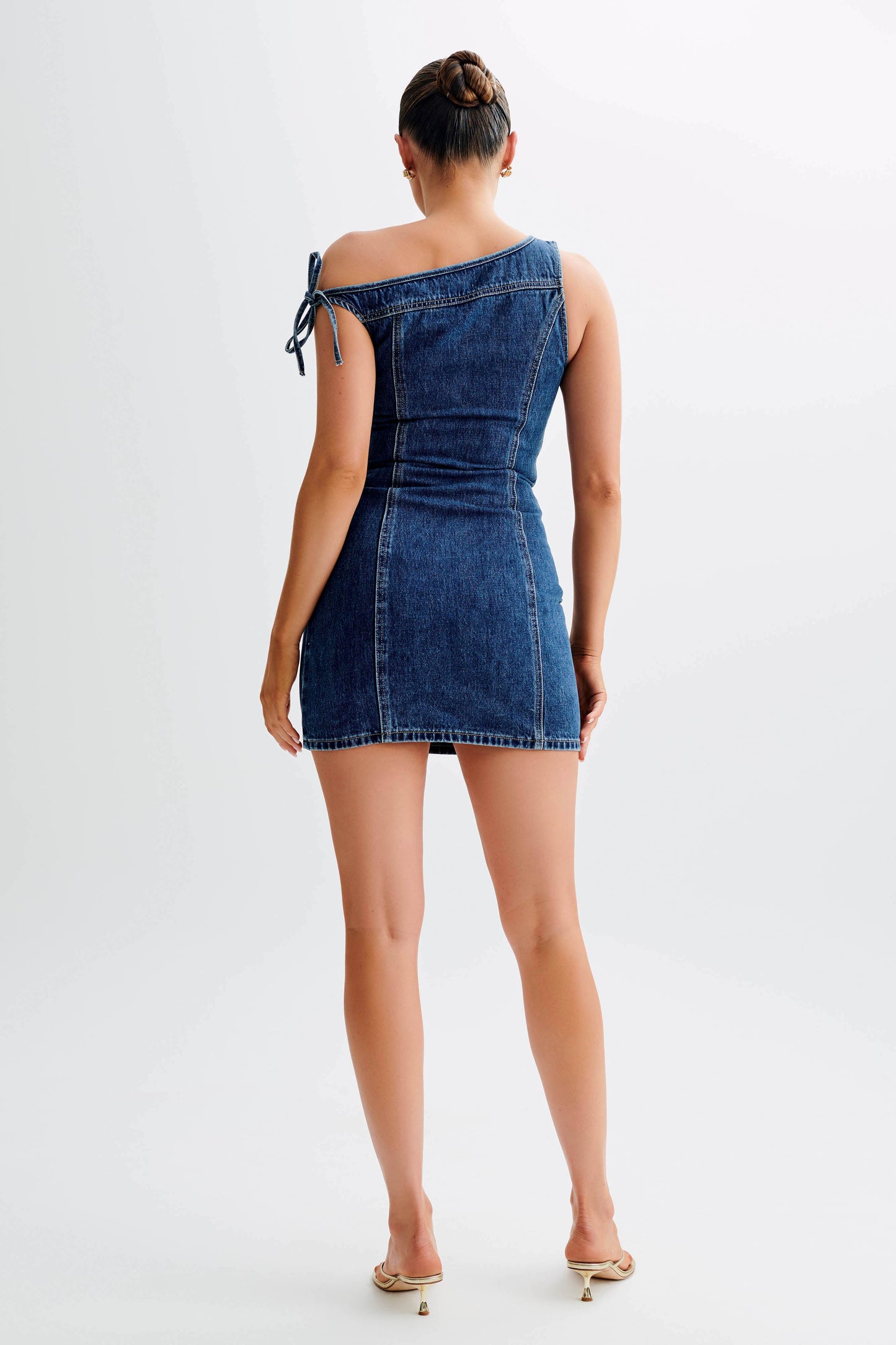 Baker Off Shoulder Denim Mini Dress - Dark Blue