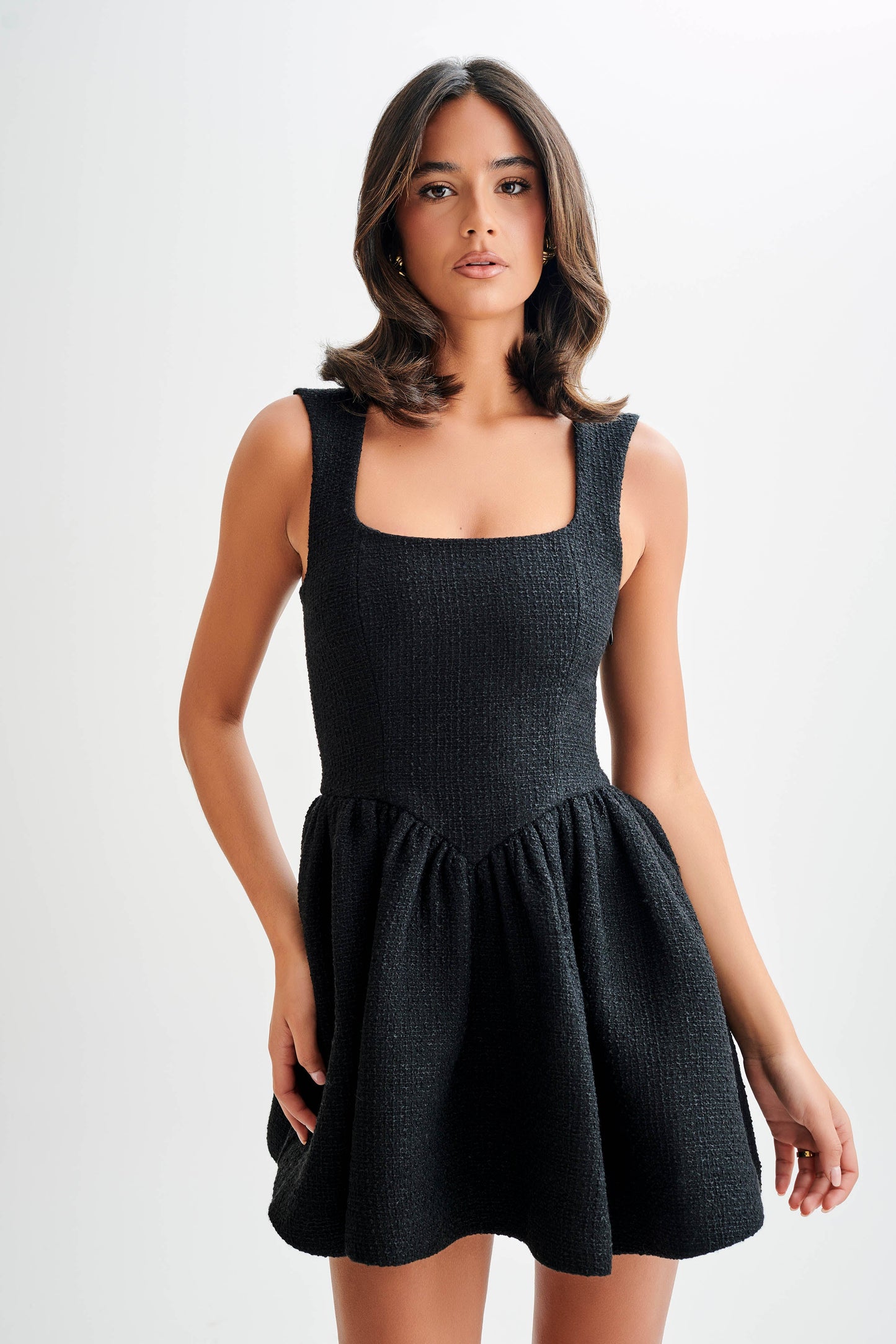 Jennifer Boucle Mini Dress - Black