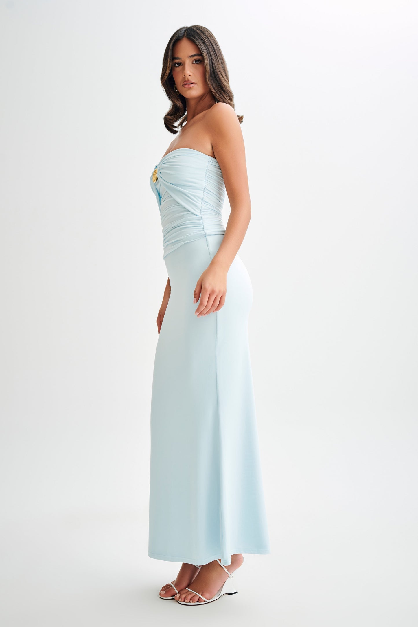 Bruna Slinky Fishtail Maxi Skirt - Sky Blue