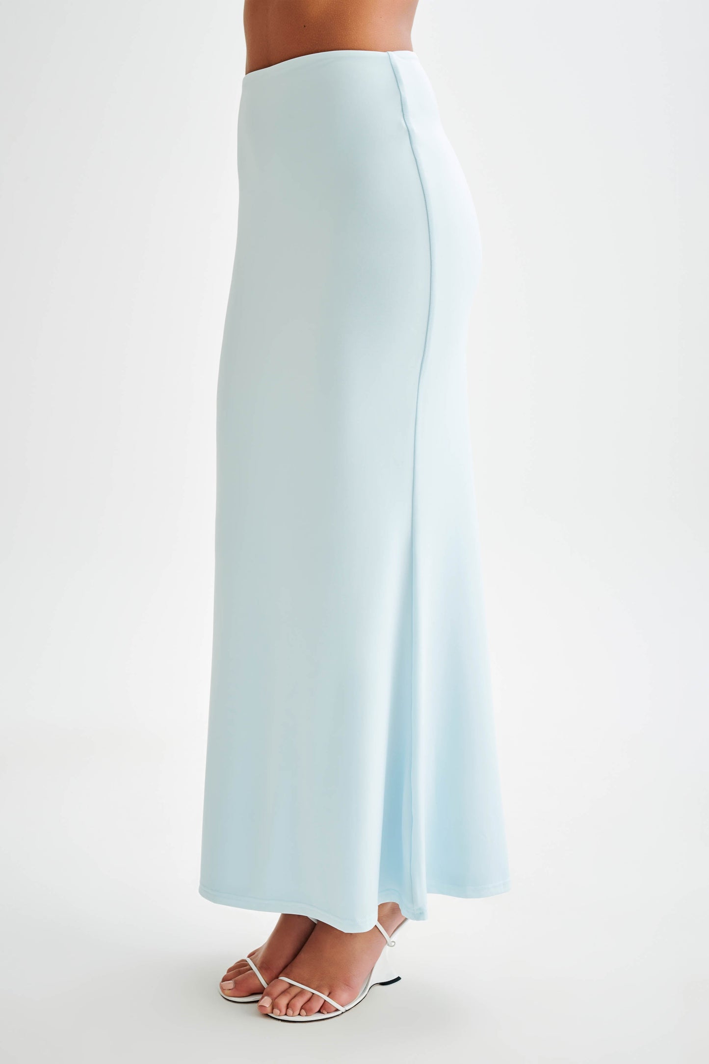 Bruna Slinky Fishtail Maxi Skirt - Sky Blue