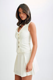 Berkley Suiting Waistcoat With Cowl - Ivory